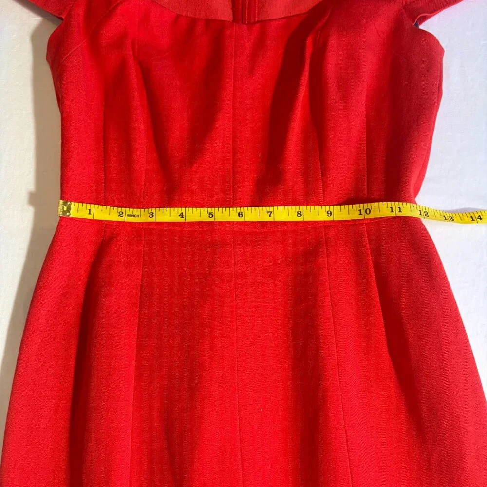 Banana Republic Red Cap Sleeve Fitted Sheath Dress - Size 4 - Picture 9 of 11
